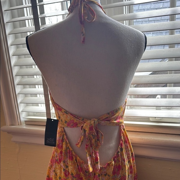 Floral Strappy Tie Back Ruffle Halter Mini Dress - Picture 10 of 12